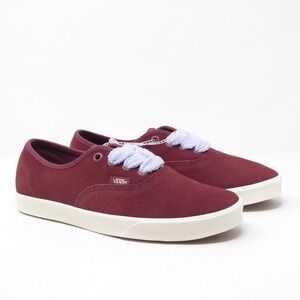 NEW Vans Authentic Low Pro Fat Laces Suede Port Royale Red Sneakers 8.5